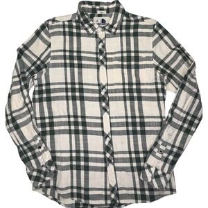 Americanino Italy Plaid Button Shirt Mens Medium Green‎ White Slim Fit Cotton